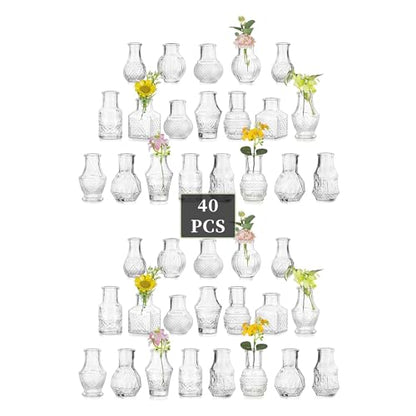 Glasseam Mini Bud Vases for Centerpieces: 40Pcs Clear Glass Vases in Bulk - size: 40pcs