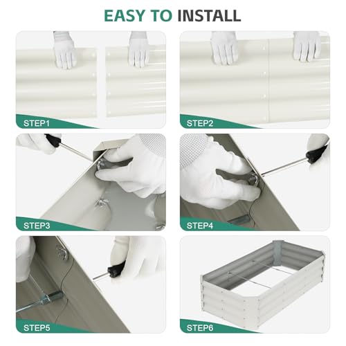 Galvanized Steel Raised Garden Bed, 4x2x1ft, White - color: White, size: 4×2×1 ft (1 Pack)