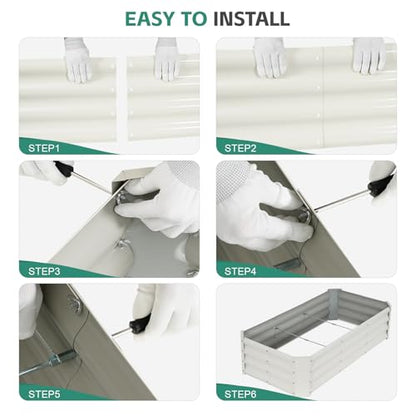 Galvanized Steel Raised Garden Bed, 4x2x1ft, White - color: White, size: 4×2×1 ft (1 Pack)