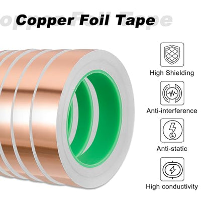 PATIKIL Copper Foil Tape (0.47" x 33/66FT) (1Set) Double Conductive Tape - size: 0.47 Inch x 33/66FT
