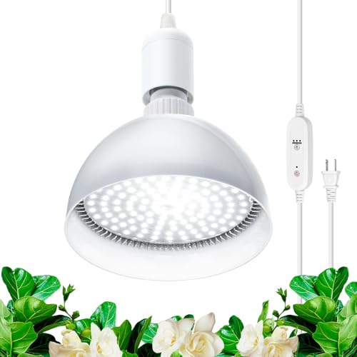 Barrina Grow Light Bulbs for Indoor Plants, 25W 5000K, 4H/9H/14H Timer - color: 5000k, size: 1-Head with Timer