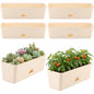 6 Pack Rectangle Planter 16x4.4 Inch Window Boxes Planters Rectangular Large Window Sill Planters Indoor Self Watering Plant Pots with Drainage Holes and Saucers Succulent Herb Flower Pots, Beige - color: Beige