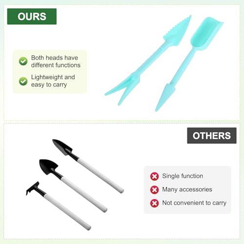 M METERXITY 3-Set Mini Gardening Tools, Plastic 2-in-1 Portable Garden Shovel Hand Tools Set Digging Scoops Kits for Plant/Seedlings/Transplanting/Succulent/Bonsai [Blue] - color: Blue
