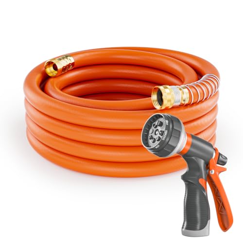 SPECILITE Garden Water Hose 50 ft x 3/4" for yard, Heavy Duty & Flexible - color: 3/4" Orange, size: 50FT