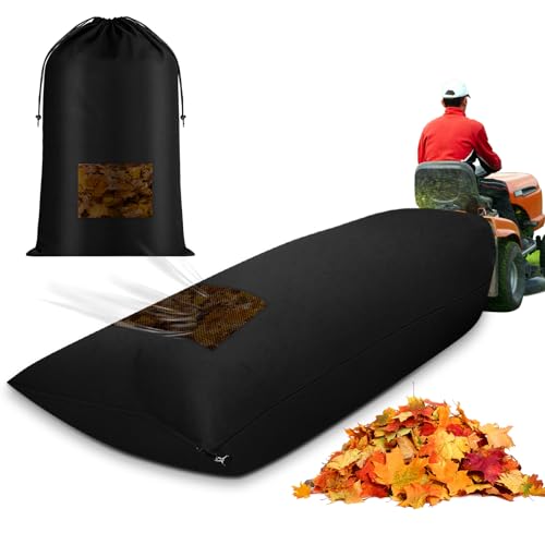 Tryly 1pcs Lawn Tractor Leaf Bag, 78.7 x 51.1Inch Grass Catcher Bag, 420D Large Capacity Leaf Collector with Breathable Bottom and Zipper Compatible with 48’’ Riding Lawn Mower (78.7"x51.1", 1pcs)