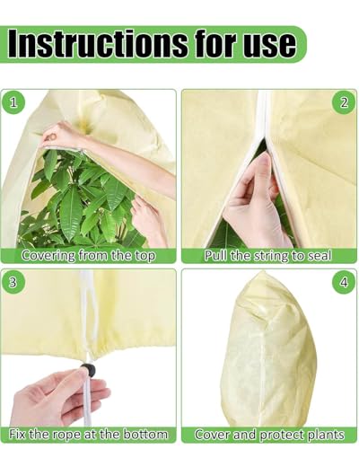 Plant Covers Freeze Protection, (31.5"x47.3") with Drawstring Plant Covers, Heavy Duty 2.82 oz/yd² Frost Blankets for Patio Winterizing Shrubs Trees (3 Pack