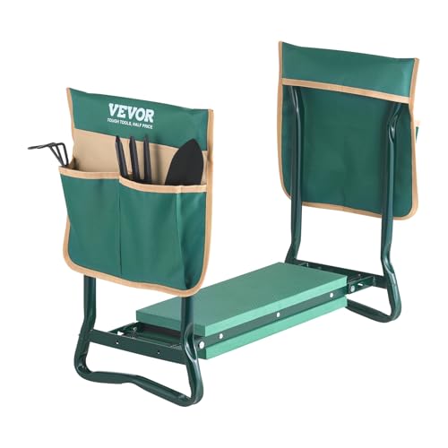VEVOR Garden Kneeler and Seat Heavy Duty, Kneeling Bench for Gardening - color: Green, size: 6" Kneeling Pad with 2 Tool Bags