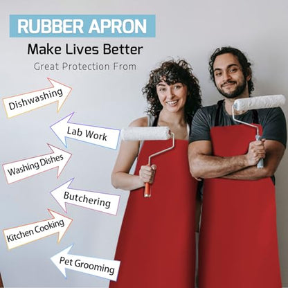 Homsolver 2 Pack Waterproof Dishwasher Rubber Adjustable Apron for Unisex - color: Red