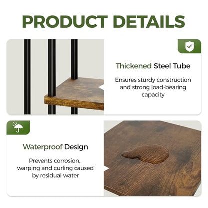 Bamworld Plant Shelf with Grow Light for Indoor Plants Corner 6 Tier - style: 6 Tier,Square