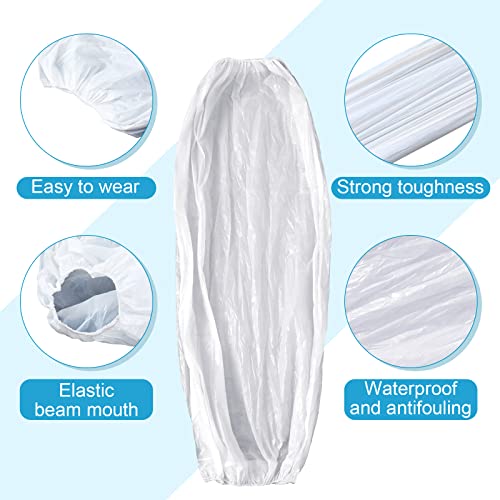 Yinder 200 Pcs Plastic Disposable Sleeves Arm Protectors Bulk - color: Milky White