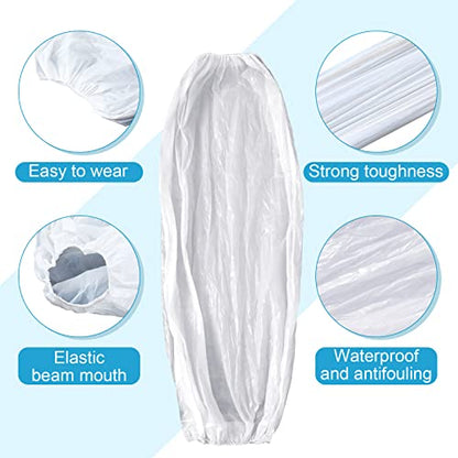 Yinder 200 Pcs Plastic Disposable Sleeves Arm Protectors Bulk - color: Milky White