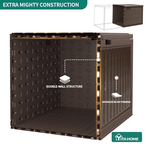 YITAHOME 90 Gallon Large Deck Box - color: Brown, size: 90 Gallon
