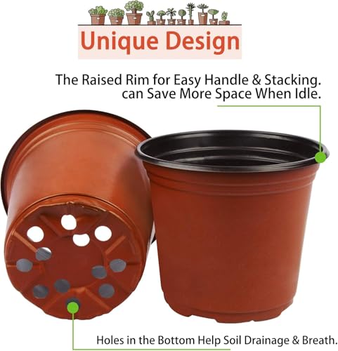 100 PCS Plastic Nursery Pots 6 Inch - style: 6 Inch