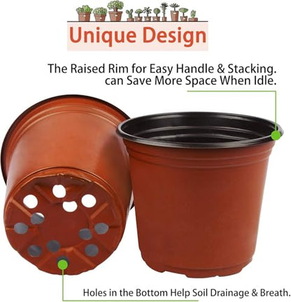 100 PCS Plastic Nursery Pots 6 Inch - style: 6 Inch