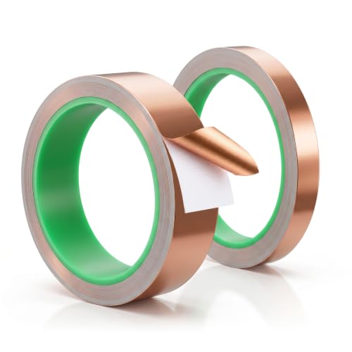 2 Pack Copper Foil Tape with Conductive Adhesive 1/2Inch & 1Inch x 66FT