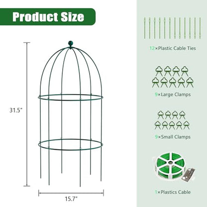 3 Pack Metal Plant Cage Support, 31.5" H Peony Support - size: 31.5"H x 15.7"W