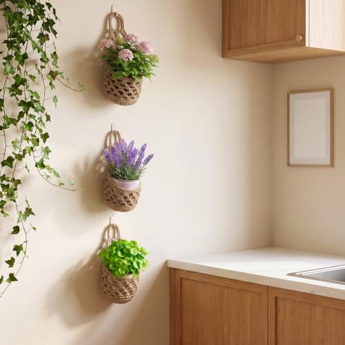 6 Pcs Macrame Wall Plant Hanger, Boho Plant Hanger Basket Cotton Rope 4"x8"