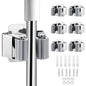 JAMEND CLXP 6PCS Broom and Mop Holder, Heavy Duty Garden Tool Organizer Rack Rake and Shovel Handle, Stainless Steel Mop Hanger. Wall Mounted Utility Rack with Screws, Silver. - color: Silver, size: 6