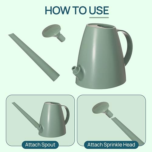 Modern 1.8 Liter Plastic Watering Can with Detachable Spout and Sprinkler Head, Designed for Controlled Pouring and Easy Handling, Light Green - color: Light Green