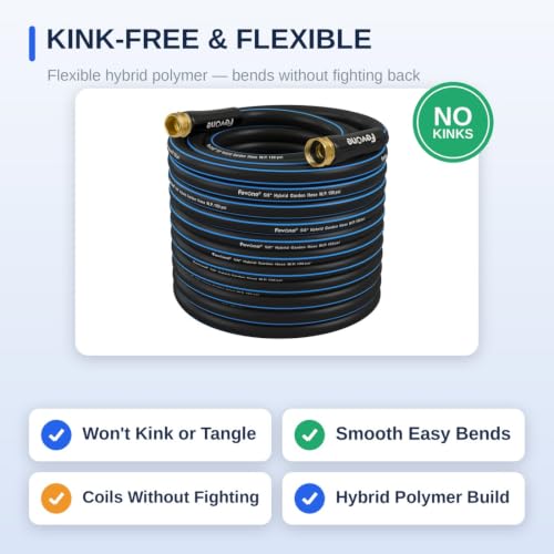 FEVONE Kink Free Garden Hose 75 ft, Heavy Duty Water Hose - size: 75FT