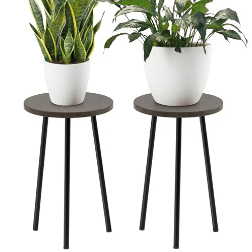 Plant Stand Indoor 2 Pack: Corner Wood 20 Inch Plant Stand - Plant Table - color: Grey Wood, size: 20"&20"