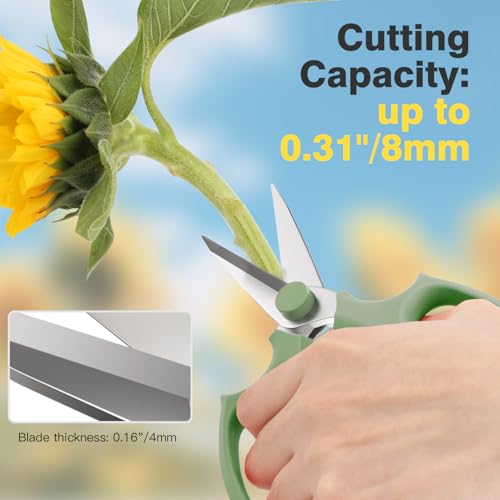 Housolution Flower Scissors, Steel Pointed Pruning Shears, Avocado Green - color: Pointed-avocado Green, size: 1 Pack