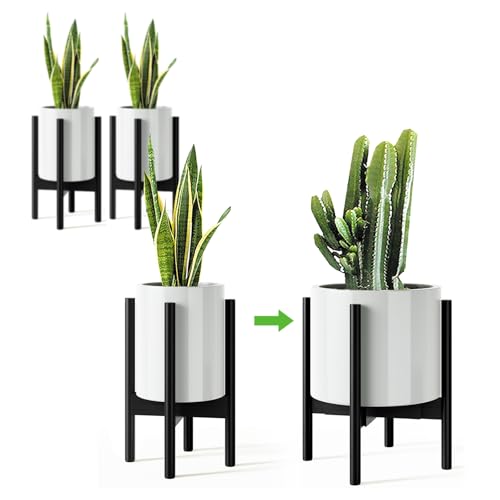 MUDEELA Plant Stand for Indoor, Bamboo Material, Black, 14.5 Inch Tall - color: Black, size: 2 Pack - 14.5 Inch Tall