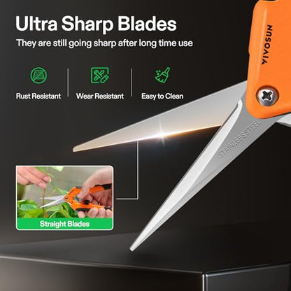 VIVOSUN 6.5 Inch Garden Scissors, Orange Pruning Shears for plants, 3-Pack - style: Orange Straight Blade