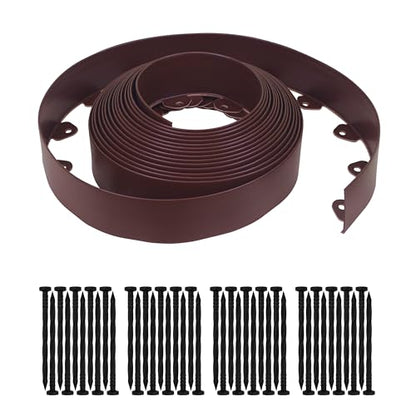 Gardzen 40-Foot x 3-Inch Landscape Edging Garden Border with 40 Spikes - color: Brown, size: 3IN-40FT