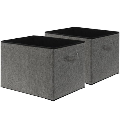 Simple Houseware 15" x 13" Foldable Fabric Storage Bin with Handles, 2 Pack - color: Dark Grey