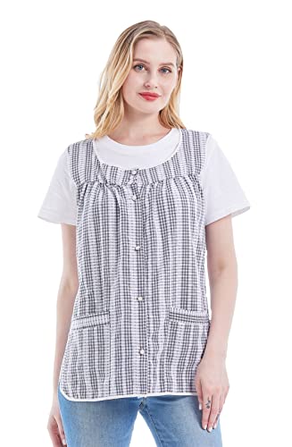 Nanxson Cobbler Aprons for Women with Pockets Smock Apron with Buttons - color: Black, size: X-Large