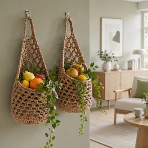 2 Packs 6 inch Macrame Wall Plant Hangers Pot Cotton Wall Planters
