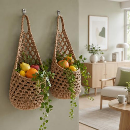 2 Packs 6 inch Macrame Wall Plant Hangers Pot Cotton Wall Planters