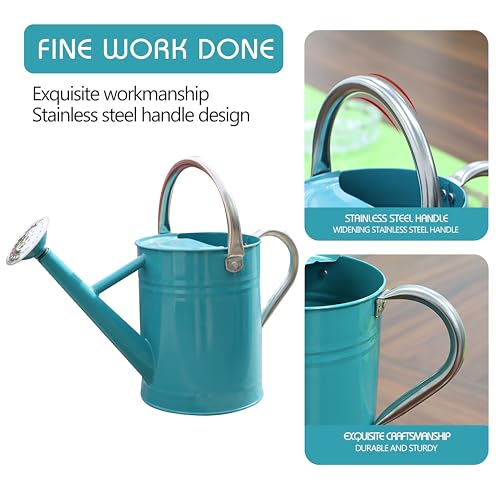 Metal Watering Can for Outdoor Plants, Watering Can 1 Gallon (Leaf Green) - color: 006 Leaf Green