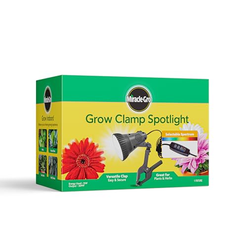 Miracle-Gro Indoor Grow Light Clamp Spotlight with Controller | Full Spectrum 15W LED for Plants, Grow Lights for Indoor Plants, LED Grow Lights