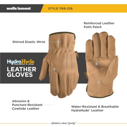 Wells Lamont Men's Slip-On HydraHyde Leather Work Gloves - color: Sunbaked, size: Large (Pack of 1), style: Slip-on