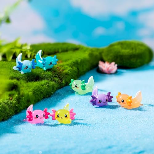 EMiEN 8 Pcs Miniature Hexagonal Salamander Tiny Animals Figurines - color: 8 Pcs Miniature Salamander