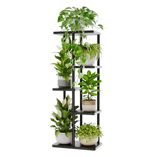 Bamworld Plant Stand 5 Tier Corner Metal Shelf Black - color: Black, size: 5 Tier