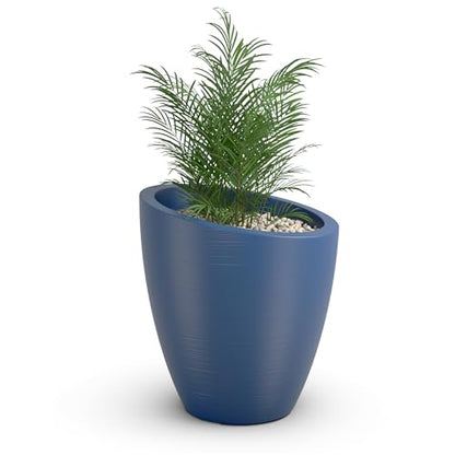 Mayne Modesto 30in Round Modern Planter, Neptune Blue - color: Neptune Blue, size: 30 Inch