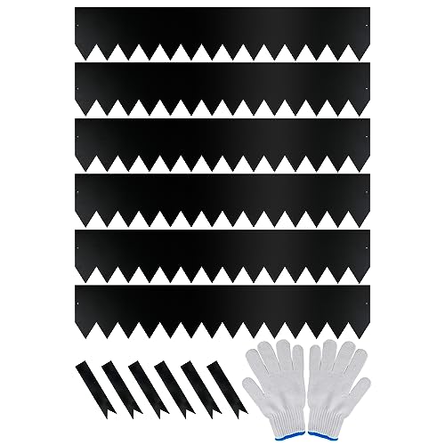 Worth Garden 6-Pack 8“ H. Galvanized Steel Landscape Edging w/Black Powder Coating - 40" L x 8" H Strips - Hammer-in 16-Gauge Metal Edging Border w/ 7 Clips & Gloves - Edge for Lawn Yard (20Ft Total) - color: Black, style: 6-Pack 8"x40"
