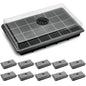 10-Pack Seed Starting Trays with Humidity Dome & Large 24-Cell 2" Plug Tray - color: Black, size: 10 Sets