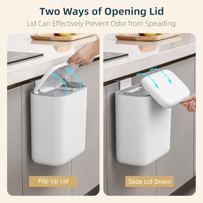 MUEE Hanging Trash Can with Lid for Kitchen, Garbage Can 1.8 Gal/6.8L - size: Standard [1.8 Gal] - For 2-3 Person Families
