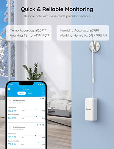 Govee Hygrometer Thermometer 3 Pack, Mini Humidity Sensor with Gateway - style: BT Gateway + 3 Sensors