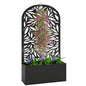 Outsunny Metal Raised Garden Bed with Trellis, Leaves Cut-Out - style: Leaves Cut-Out