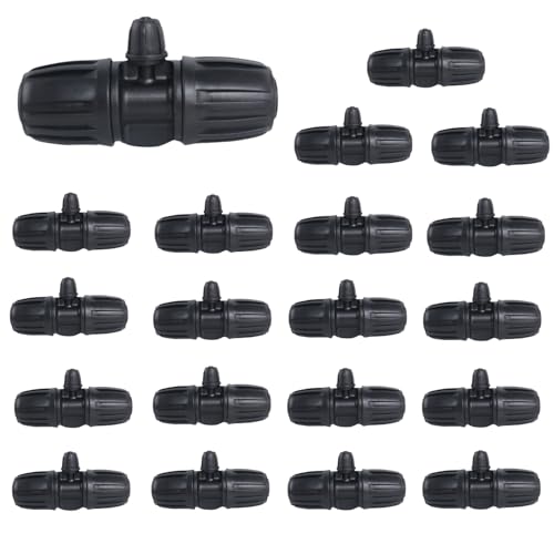 20 Pcs 1/2” to 1/4” Locked Barbed Tee Connector, 3-Way Anti-Leak Drip Irrigation Fittings, 1/2” ID x 0.6-0.63” OD Tubing Reducer for Garden Hose Watering System - style: 1/2''*x1/4'' reducing tee （20）