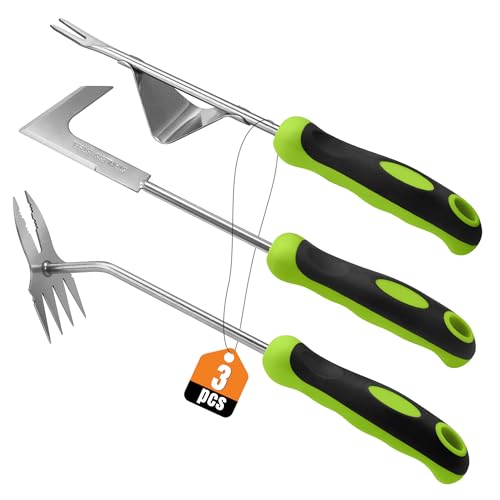 Weed Puller Kit,Crevice Weeding Tool, L-Shaped Hand Weeder Tools, 3-in-1 Portable Manual Weed Puller Tool for Garden, Patio Lawn, Planting Weeding - 3 Pack - size: 3-PCS