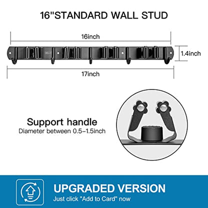 IMILLET 2 Pack Broom Holder Wall Mount, Heavy Duty Garage Organization - color: 4 Racks with 5 Hooks, size: 2 Pack