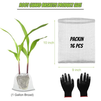 16 Pcs Gopher Baskets 1 Gallon Root Guard Proof Stainless Wire Steel Trap - size: 9"X10"-16 Pack