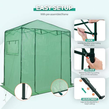 EAGLE PEAK 6x4 Easy Setup Small Pop Up Greenhouse, Clear/Green - color: Clear/Green, size: 6x4