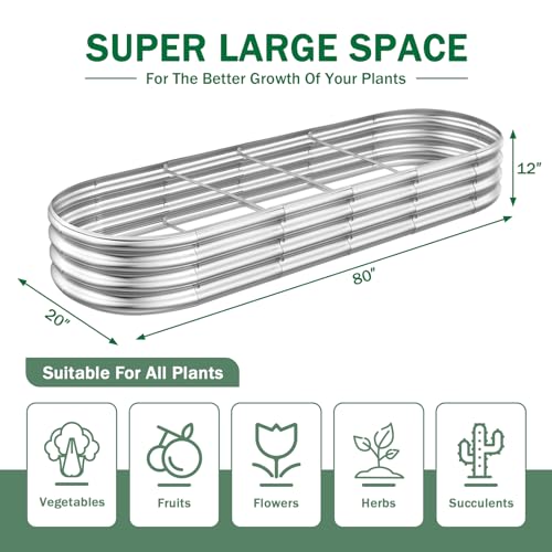 RAYKEEP 2 Pack 7x2x1ft Galvanized Raised Garden Beds, Silver - color: 2pcs, size: 7x2x1ft(2pcs)